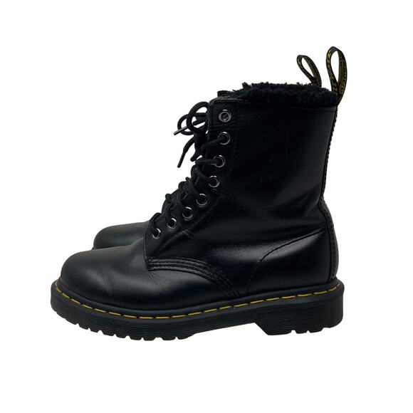 Women's Dr. Martens 1460 Serena Faux Fur Lined Lace Up Boots - Black - Size 6 - Picture 3 of 9